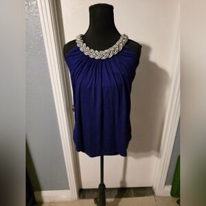 Forever 21 Y2k Blue Halter Top With Silver Details Size S